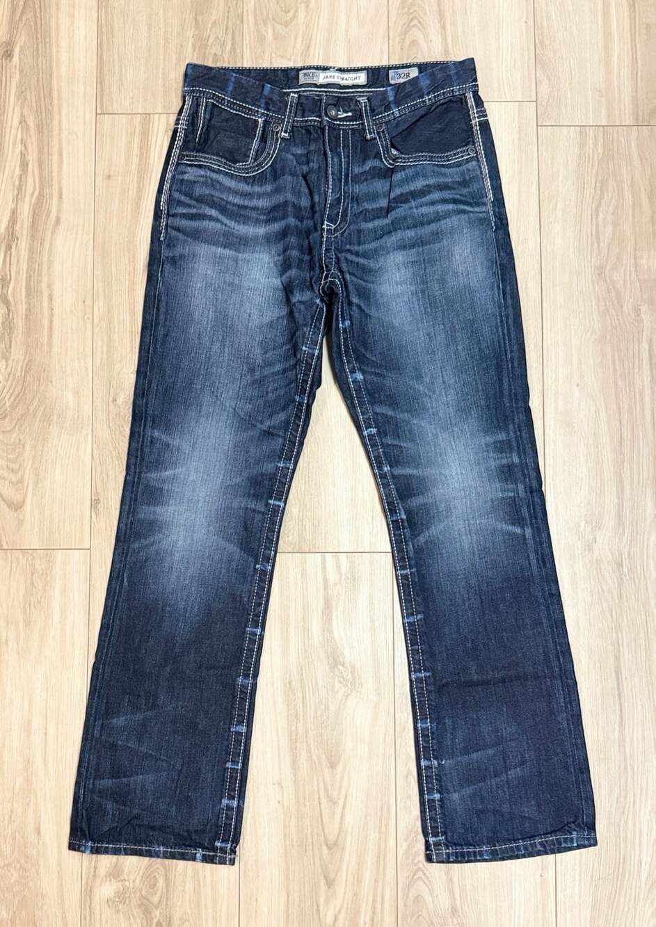 BKE Denim Jake Straight Jeans, Size 32R, Dark Wash, Straight Leg